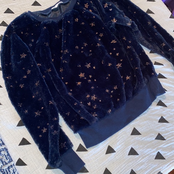 Plush girls navy blue fuzzy sweater - Picture 2 of 3